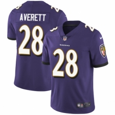 Youth Nike Baltimore Ravens #28 Anthony Averett Purple Team Color Vapor Untouchable Elite Player NFL Jersey