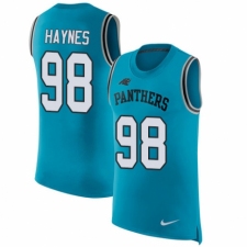 Men's Nike Carolina Panthers #98 Marquis Haynes Blue Rush Player Name & Number Tank Top NFL Jersey