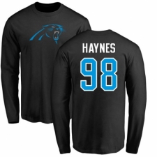 NFL Nike Carolina Panthers #98 Marquis Haynes Black Name & Number Logo Long Sleeve T-Shirt