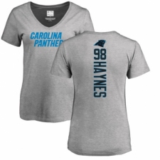NFL Women's Nike Carolina Panthers #98 Marquis Haynes Ash Backer V-Neck T-Shirt