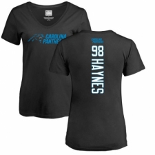 NFL Women's Nike Carolina Panthers #98 Marquis Haynes Black Backer T-Shirt