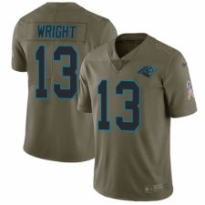 Men's Nike Carolina Panthers #13 Jarius Wright Limited Olive 2017 Salute to Service NFL Jersey