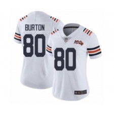 Women's Chicago Bears #80 Trey Burton White 100th Season Limited Football Jersey