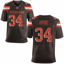 Men's Nike Cleveland Browns #34 Carlos Hyde Elite Brown Team Color NFL Jersey