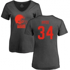 NFL Women's Nike Cleveland Browns #34 Carlos Hyde Ash One Color T-Shirt