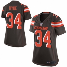 Women's Nike Cleveland Browns #34 Carlos Hyde Game Brown Team Color NFL Jersey