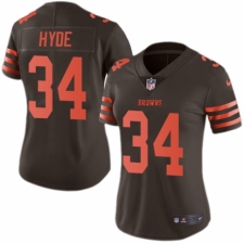 Women's Nike Cleveland Browns #34 Carlos Hyde Limited Brown Rush Vapor Untouchable NFL Jersey