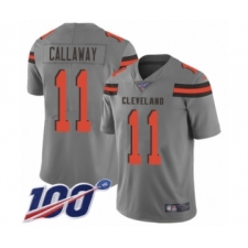 Men's Cleveland Browns #11 Antonio Callaway Limited Gray Inverted Legend 100th Season Football Jersey