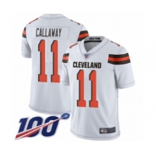 Men's Cleveland Browns #11 Antonio Callaway White Vapor Untouchable Limited Player 100th Season Football Jersey