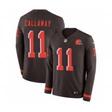 Men's Nike Cleveland Browns #11 Antonio Callaway Limited Brown Therma Long Sleeve NFL Jersey