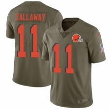 Men's Nike Cleveland Browns #11 Antonio Callaway Limited Olive 2017 Salute to Service NFL Jersey
