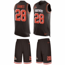 Men's Nike Cleveland Browns #28 E.J. Gaines Limited Brown Tank Top Suit NFL Jersey