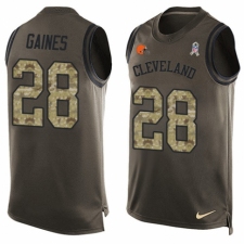 Men's Nike Cleveland Browns #28 E.J. Gaines Limited Green Salute to Service Tank Top NFL Jersey