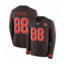 Men's Nike Cleveland Browns #88 Darren Fells Limited Brown Therma Long Sleeve NFL Jersey