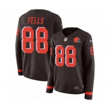 Women's Nike Cleveland Browns #88 Darren Fells Limited Brown Therma Long Sleeve NFL Jersey
