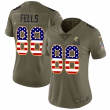 Women's Nike Cleveland Browns #88 Darren Fells Limited Olive/USA Flag 2017 Salute to Service NFL Jersey