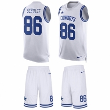 Men's Nike Dallas Cowboys #86 Dalton Schultz Limited White Tank Top Suit NFL Jersey