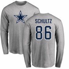 NFL Nike Dallas Cowboys #86 Dalton Schultz Ash Name & Number Logo Long Sleeve T-Shirt