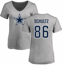 NFL Women's Nike Dallas Cowboys #86 Dalton Schultz Ash Name & Number Logo Slim Fit T-Shirt