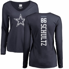 NFL Women's Nike Dallas Cowboys #86 Dalton Schultz Navy Blue Backer Slim Fit Long Sleeve T-Shirt