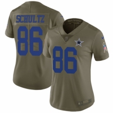Women's Nike Dallas Cowboys #86 Dalton Schultz Limited Olive 2017 Salute to Service NFL Jersey