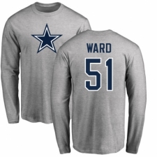 NFL Nike Dallas Cowboys #51 Jihad Ward Ash Name & Number Logo Long Sleeve T-Shirt