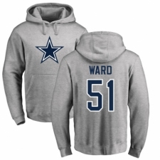 NFL Nike Dallas Cowboys #51 Jihad Ward Ash Name & Number Logo Pullover Hoodie