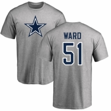 NFL Nike Dallas Cowboys #51 Jihad Ward Ash Name & Number Logo T-Shirt