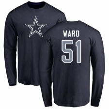NFL Nike Dallas Cowboys #51 Jihad Ward Navy Blue Name & Number Logo Long Sleeve T-Shirt