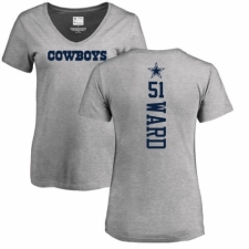 NFL Women's Nike Dallas Cowboys #51 Jihad Ward Ash Backer V-Neck T-Shirt
