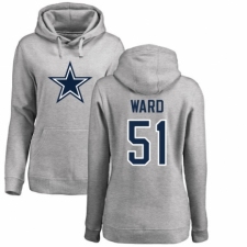 NFL Women's Nike Dallas Cowboys #51 Jihad Ward Ash Name & Number Logo Pullover Hoodie