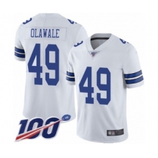 Men's Dallas Cowboys #49 Jamize Olawale White Vapor Untouchable Limited Player 100th Season Football Jersey