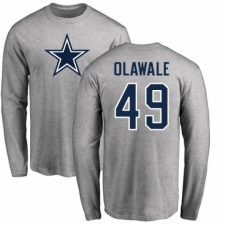NFL Nike Dallas Cowboys #49 Jamize Olawale Ash Name & Number Logo Long Sleeve T-Shirt