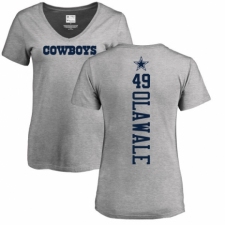 NFL Women's Nike Dallas Cowboys #49 Jamize Olawale Ash Backer V-Neck T-Shirt