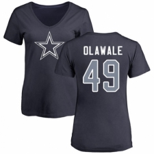 NFL Women's Nike Dallas Cowboys #49 Jamize Olawale Navy Blue Name & Number Logo Slim Fit T-Shirt