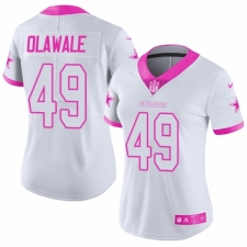 Women's Nike Dallas Cowboys #49 Jamize Olawale Limited White/Pink Rush Fashion NFL Jersey