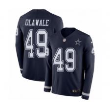 Youth Nike Dallas Cowboys #49 Jamize Olawale Limited Navy Blue Therma Long Sleeve NFL Jersey