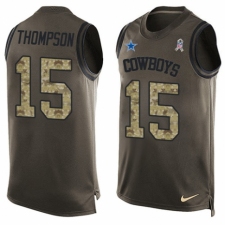 Men's Nike Dallas Cowboys #15 Deonte Thompson Limited Green Salute to Service Tank Top NFL Jersey