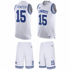 Men's Nike Dallas Cowboys #15 Deonte Thompson Limited White Tank Top Suit NFL Jersey