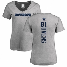 NFL Women's Nike Dallas Cowboys #81 Terrell Owens Ash Backer V-Neck T-Shirt