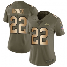 Women Nike Denver Broncos #22 Tramaine Brock Limited Olive Gold 2017 Salute to Service NFL Jersey