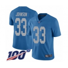 Men's Detroit Lions #33 Kerryon Johnson Blue Alternate Vapor Untouchable Limited Player 100th Season Football Jersey