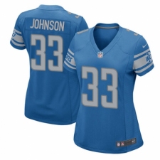 Women's Nike Detroit Lions #33 Kerryon Johnson Game Blue Team Color NFL Jersey