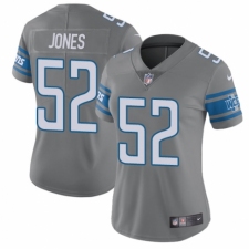 Women's Nike Detroit Lions #52 Christian Jones Limited Steel Rush Vapor Untouchable NFL Jersey
