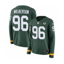 Women's Nike Green Bay Packers #96 Muhammad Wilkerson Limited Green Therma Long Sleeve NFL Jersey