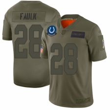 Men's Indianapolis Colts #28 Marshall Faulk Limited Camo 2019 Salute to Service Football Jersey