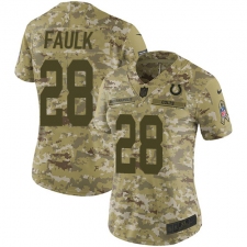 Women's Nike Indianapolis Colts #28 Marshall Faulk Limited Camo 2018 Salute to Service NFL Jersey
