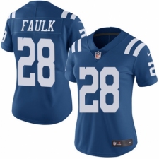 Women's Nike Indianapolis Colts #28 Marshall Faulk Limited Royal Blue Rush Vapor Untouchable NFL Jersey