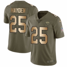 Men's Nike Jacksonville Jaguars #25 D.J. Hayden Limited Olive/Gold 2017 Salute to Service NFL Jersey
