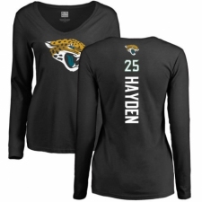 NFL Women's Nike Jacksonville Jaguars #25 D.J. Hayden Black Backer Slim Fit Long Sleeve T-Shirt